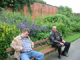 james and david on bench