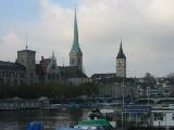 limmat river view with fraumunster tower